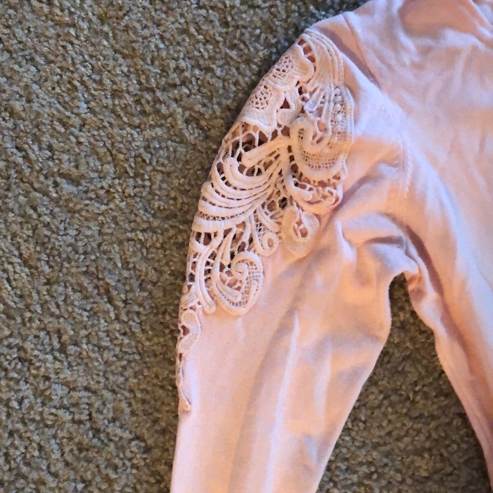 Rose Pink with 3/4 Length Floral Detail Sleeve.